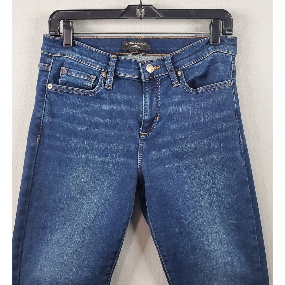 Banana Republic Stretch Denim Mid Rise Skinny Ankle Blue Jean Women Petite Sz 28